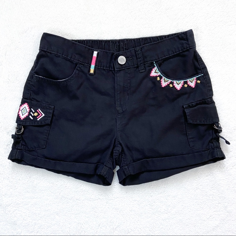 Justice girls tribal embroidered black shorts 14